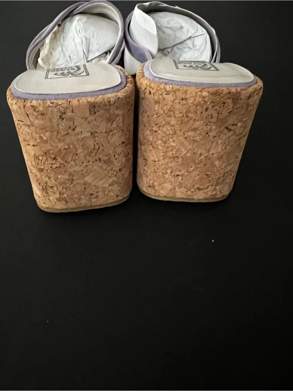 Beach Club Cork Platform Purple Suede Sandals Y2K NWOT